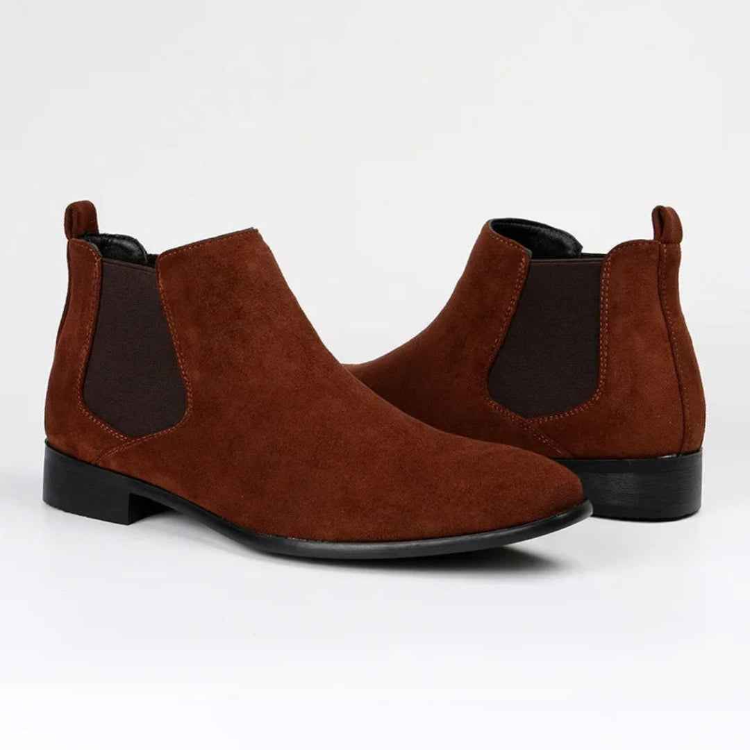 Men's Square Toe Slip-On Ankle Boots | Low Heel Style