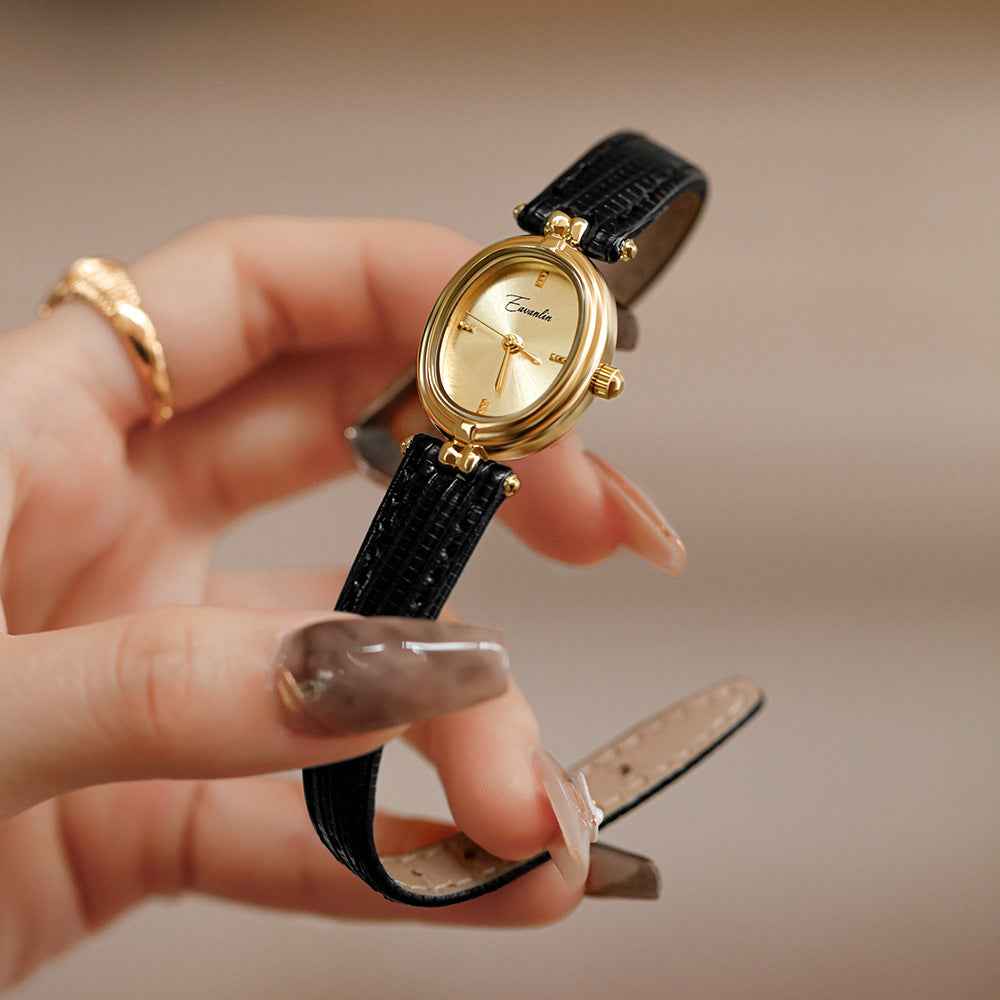Elegant Aura Goldsmith Watch Oval Black