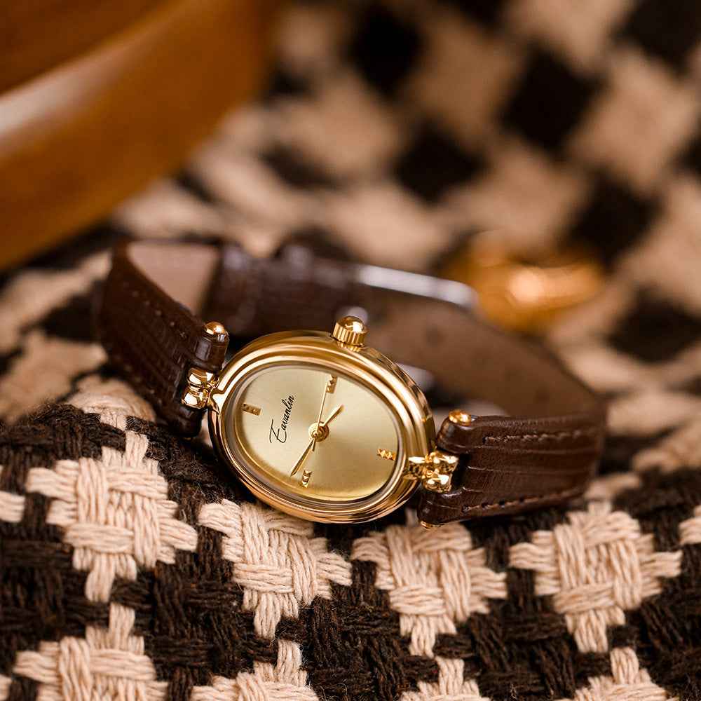 Elegant Aura Goldsmith Watch Oval Brown