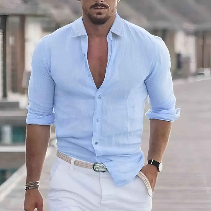 Michael | Men's Long Sleeve Cotton Linen Shirt