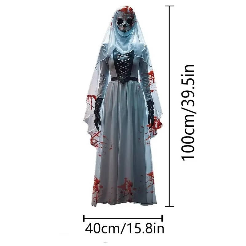 Halloween's Skull Bride Hanging Decoration - Weather Resistant with Hooks