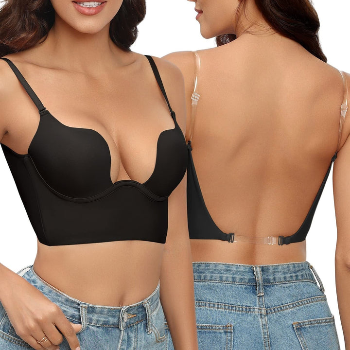 Eli | Women's Invisible Comfortable Bra with Open Back Black