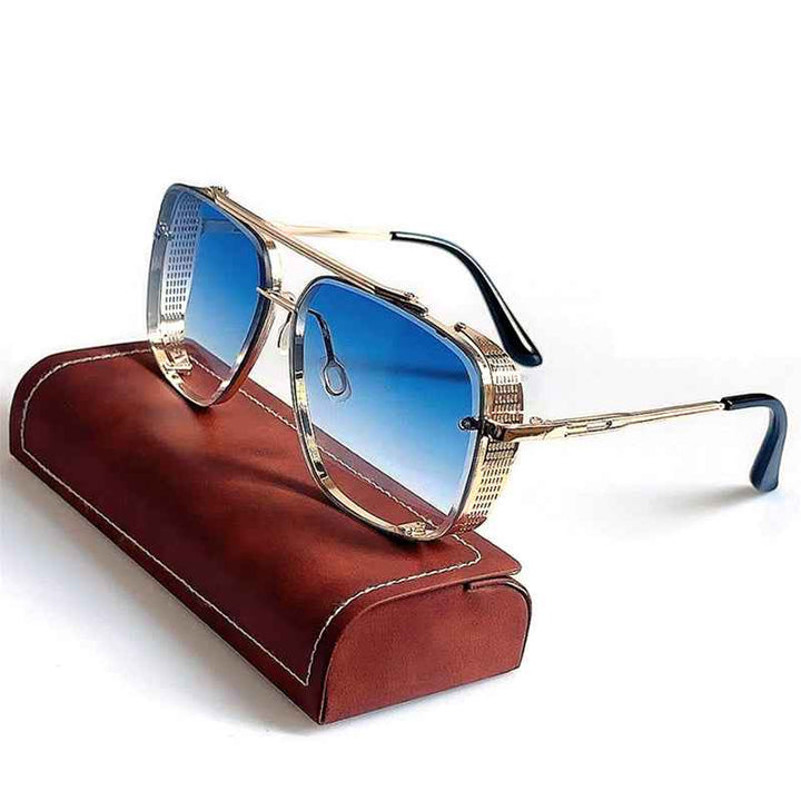 Retro-Inspired Vintage Sunglasses Copper Blue