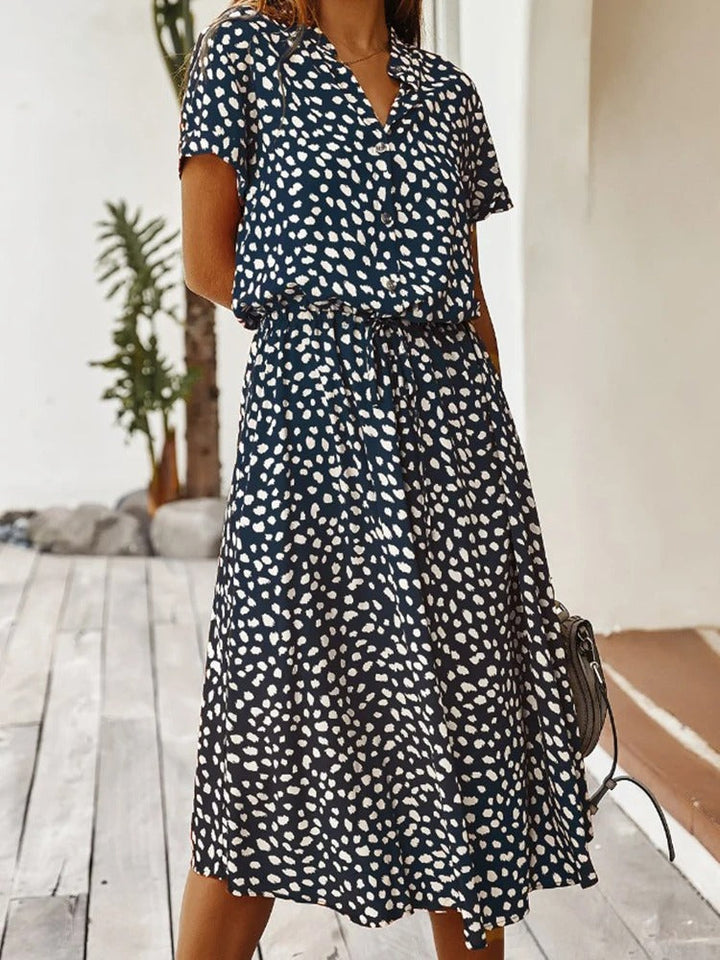Elegant Lightweight Midi Summer Dress - Comfortable Style for Women Navy Blue