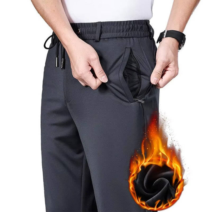Men's Fleece Lined Elastic Waist Work Trousers Dark Gray
