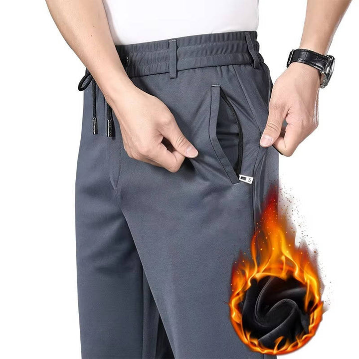 Men's Fleece Lined Elastic Waist Work Trousers Gray