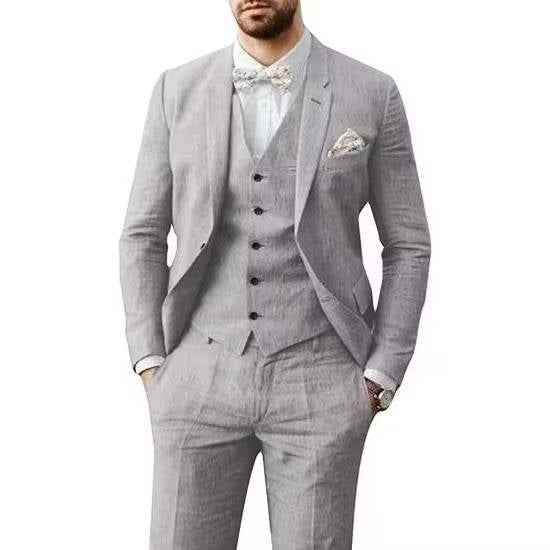 Men's Stylish Casual Linen Suit Gray