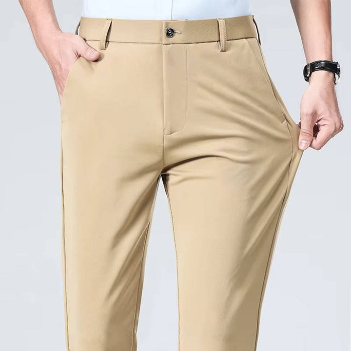 Men's Slim Fit Lightweight Stretch Dress Trousers Khaki