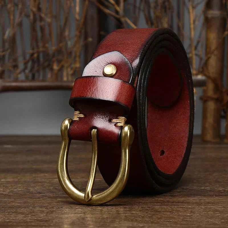 Durable Cowhide Leather Belt for Everyday Wear Maroon