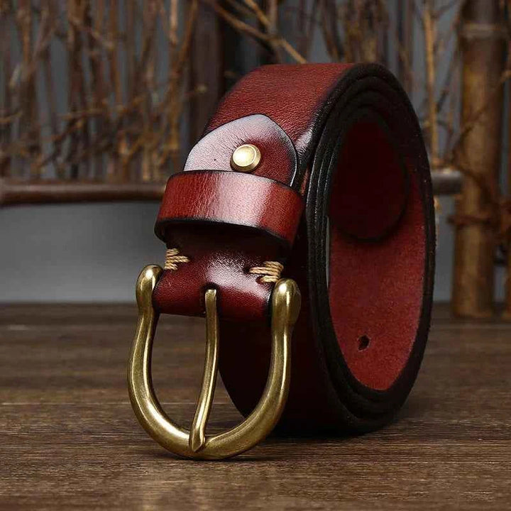 Durable Cowhide Leather Belt for Everyday Wear Maroon