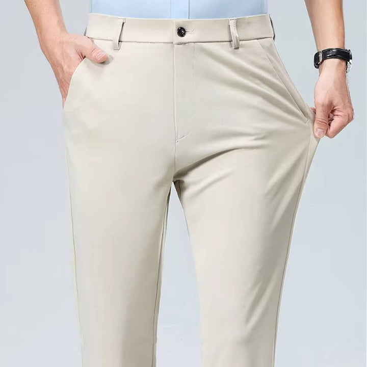 Men's Slim Fit Lightweight Stretch Dress Trousers Beige