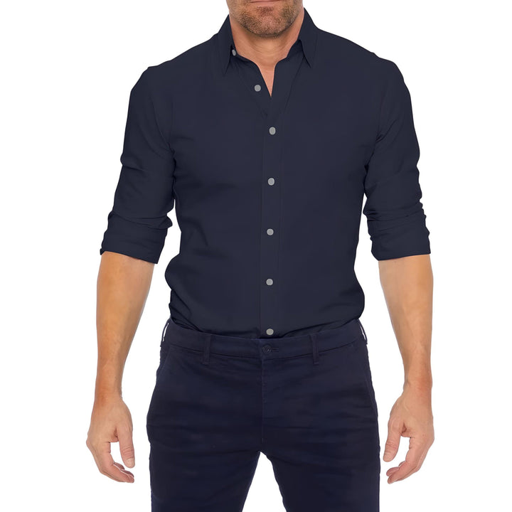 Men's Zippered Wrinkle-Free Shirt Navy Blue