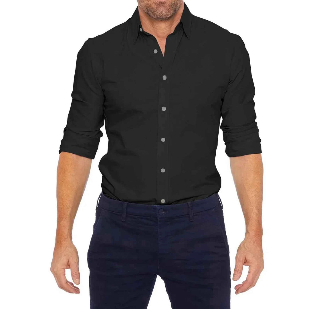 Men's Zippered Wrinkle-Free Shirt Black