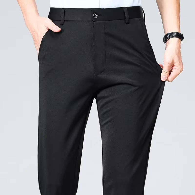 Men's Slim Fit Lightweight Stretch Dress Trousers Black