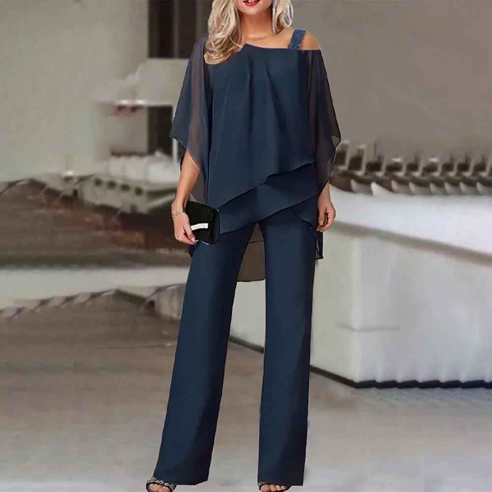 Chic Women's Two-Piece Summer Set Dark Blue
