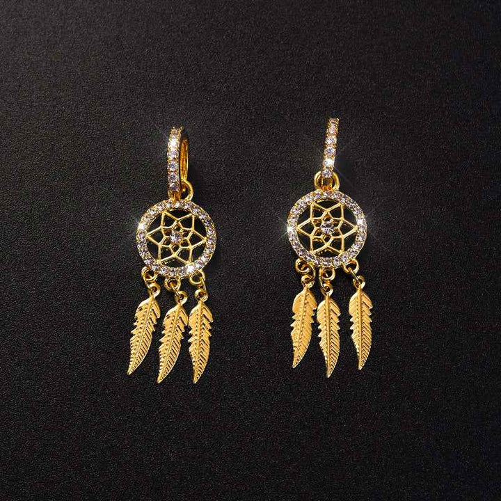 14k Solid Gold Dreamcatcher Earrings