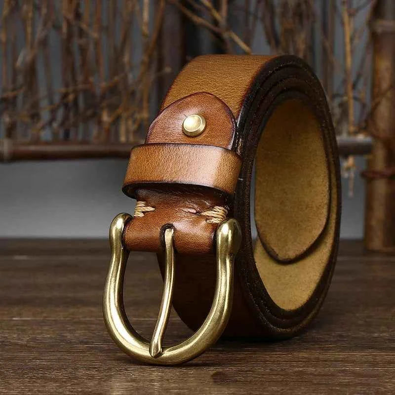 Durable Cowhide Leather Belt for Everyday Wear Khaki