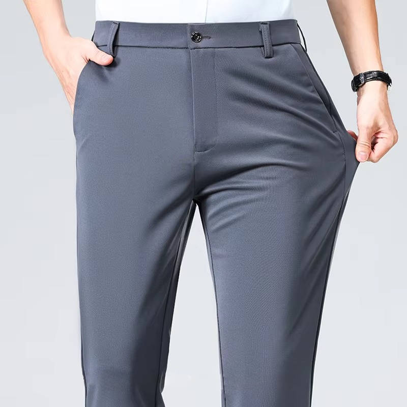 Men's Slim Fit Lightweight Stretch Dress Trousers Light gray