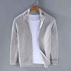 Men's Ribbed Zip Cardigan - Aurelian Style Light Gray