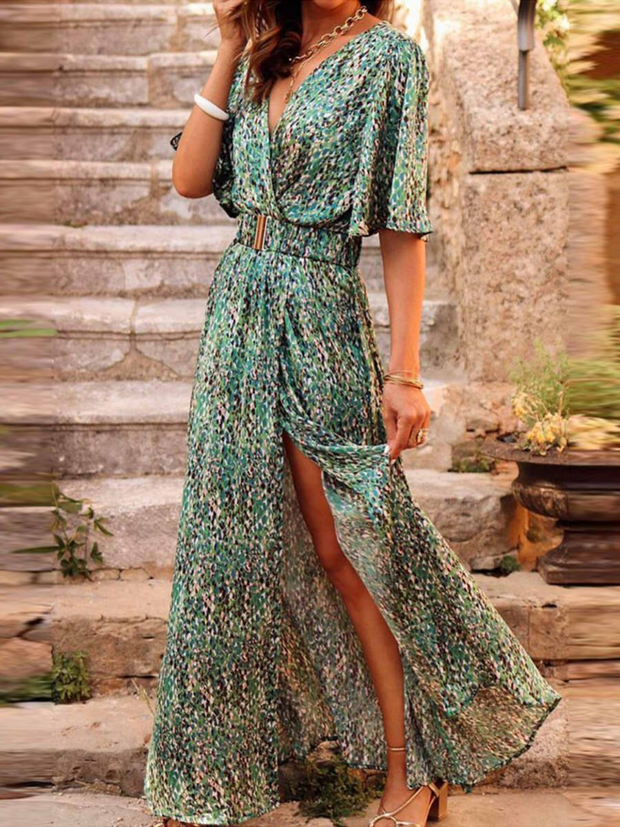 Katherine | Women's Elegant Flowy Dress for Any Occasion Green