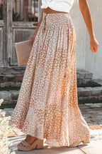 Women's Floral Print Maxi Skirt – Elastic Waist – Loose-Fitting – Lightweight Fabric