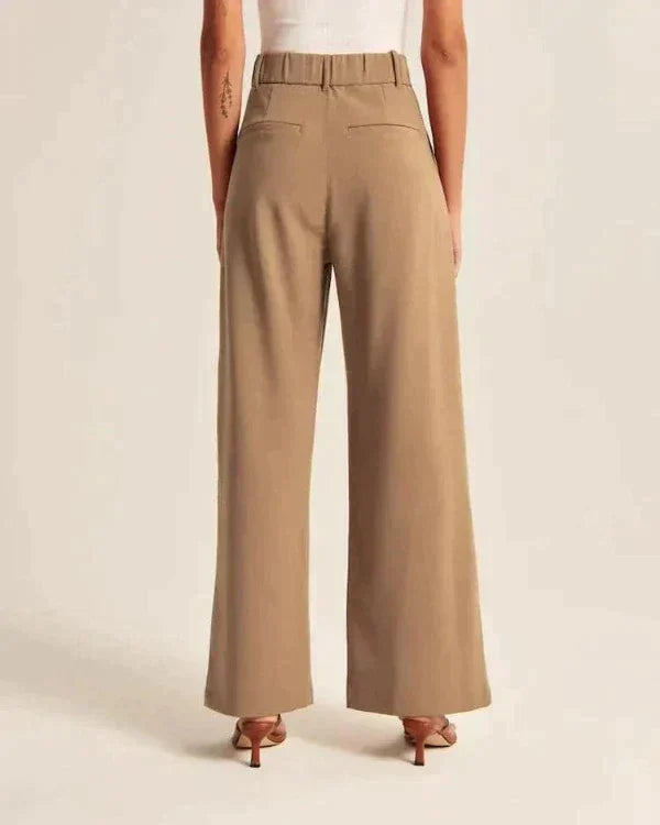 Jiska | Women's Stylish High Waist Wide Leg Trousers - Trendy & Comfy