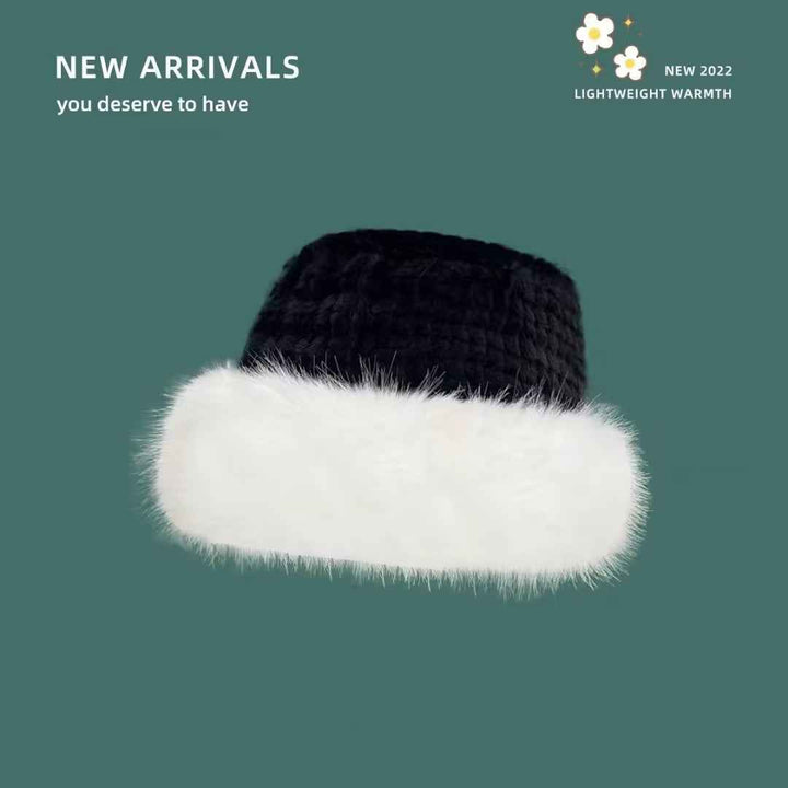 Fashion Personality Ladies Mongolian Cap Black And White Bucket Hat