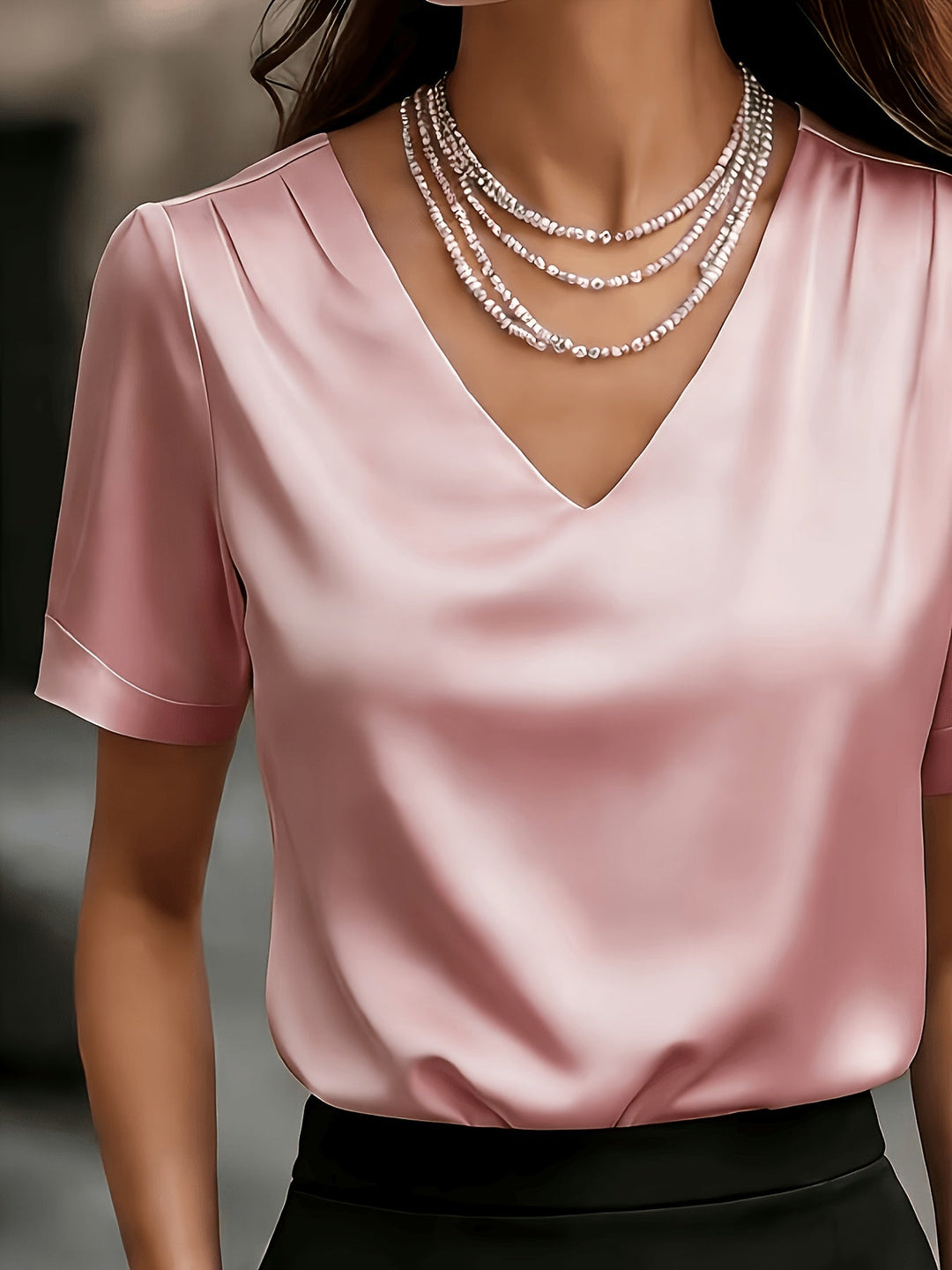 Women's Draped V-Neck Blouse