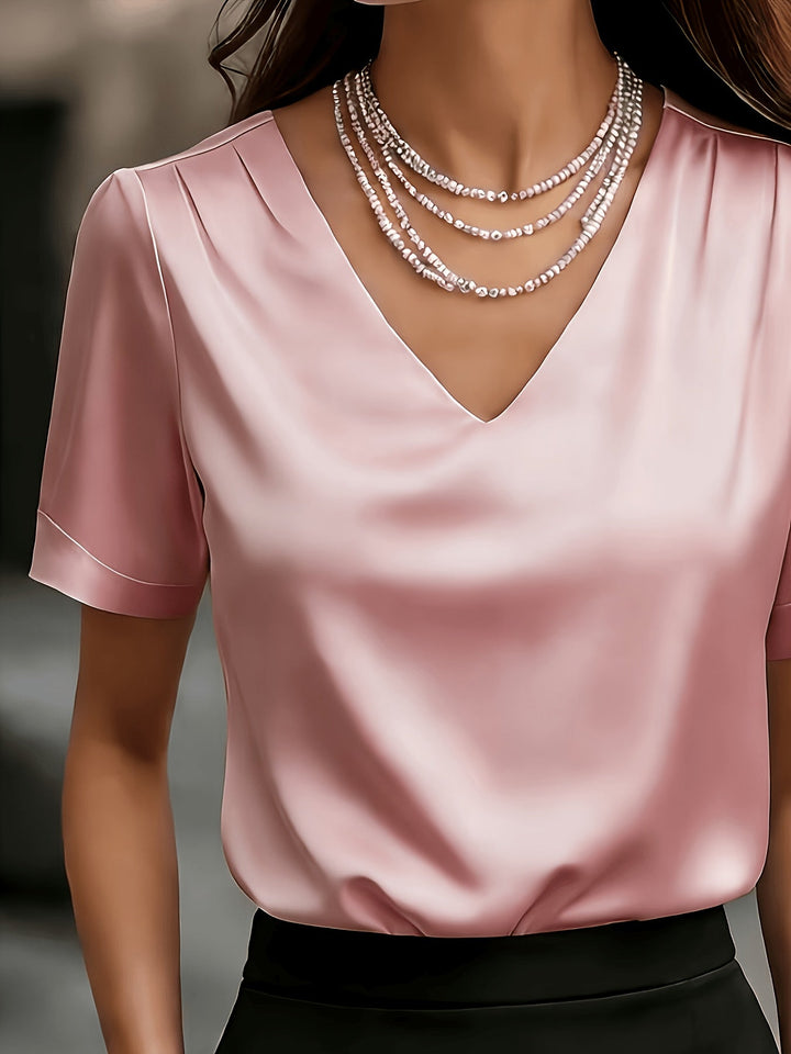Women's Draped V-Neck Blouse