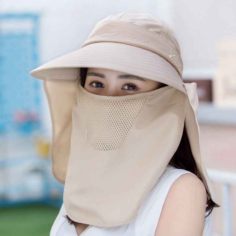 Summer Women's Hats Korean Version Of The Tide Sun Hats Big Rim Bike Sun Hats Sun Hats Face UV Protection Hats Khaki