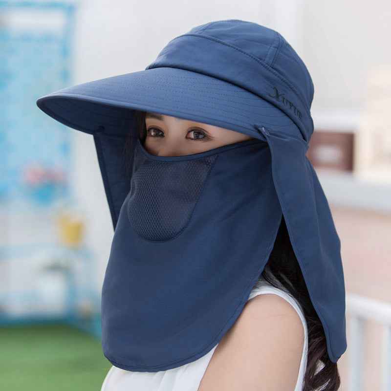 Summer Women's Hats Korean Version Of The Tide Sun Hats Big Rim Bike Sun Hats Sun Hats Face UV Protection Hats Navy Blue