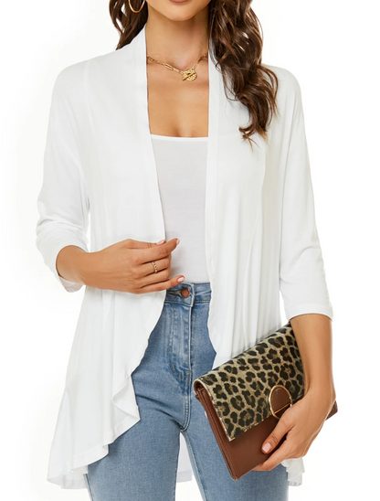 Women's Open-Front Longline Cardigan White