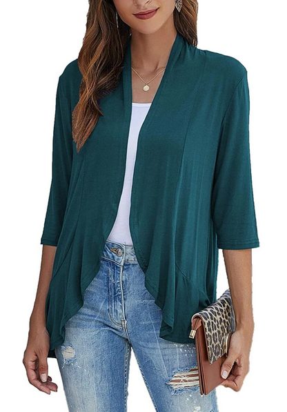 Women's Open-Front Longline Cardigan Green