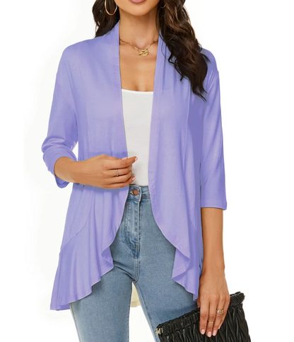 Women's Open-Front Longline Cardigan Lavender