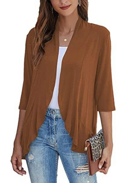 Women's Open-Front Longline Cardigan Brown
