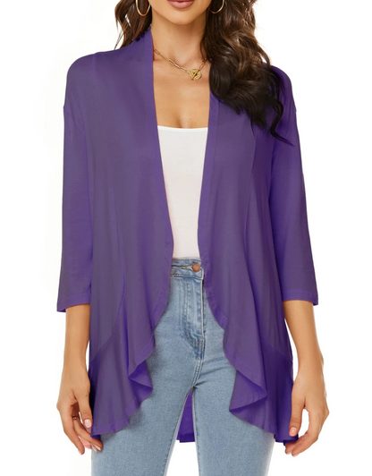 Women's Open-Front Longline Cardigan Purple
