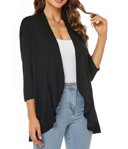 Women's Open-Front Longline Cardigan Black