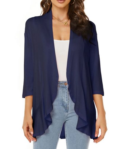 Women's Open-Front Longline Cardigan Navy Blue