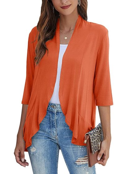 Women's Open-Front Longline Cardigan Orange