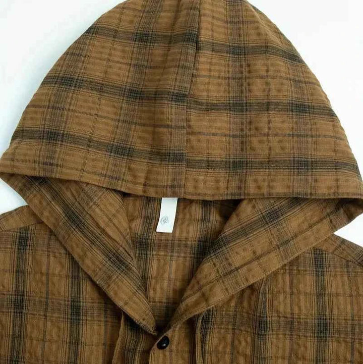 Men's Hooded Plaid Shirt - Stylish and Comfortable