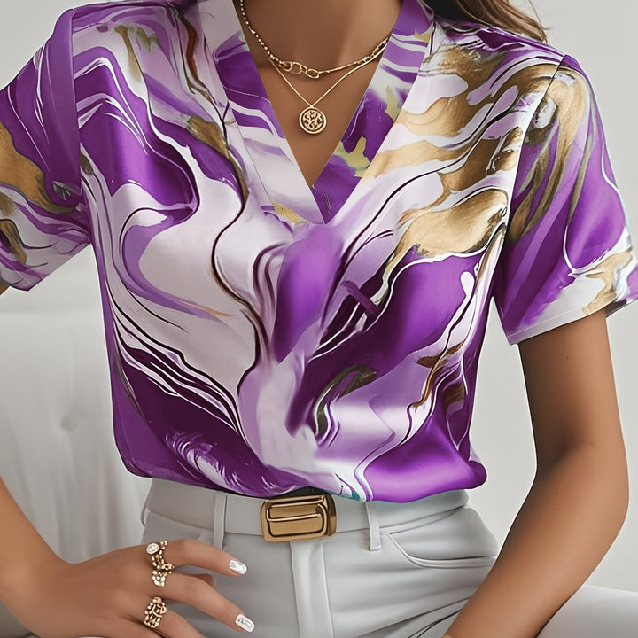 Women's Artful Swirl-Print Blouse Purple