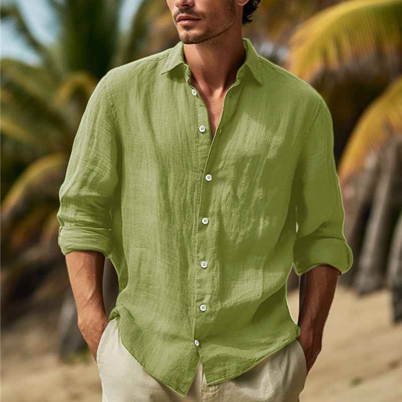 Men's Stylish Long Sleeve Shirt - William Design Green