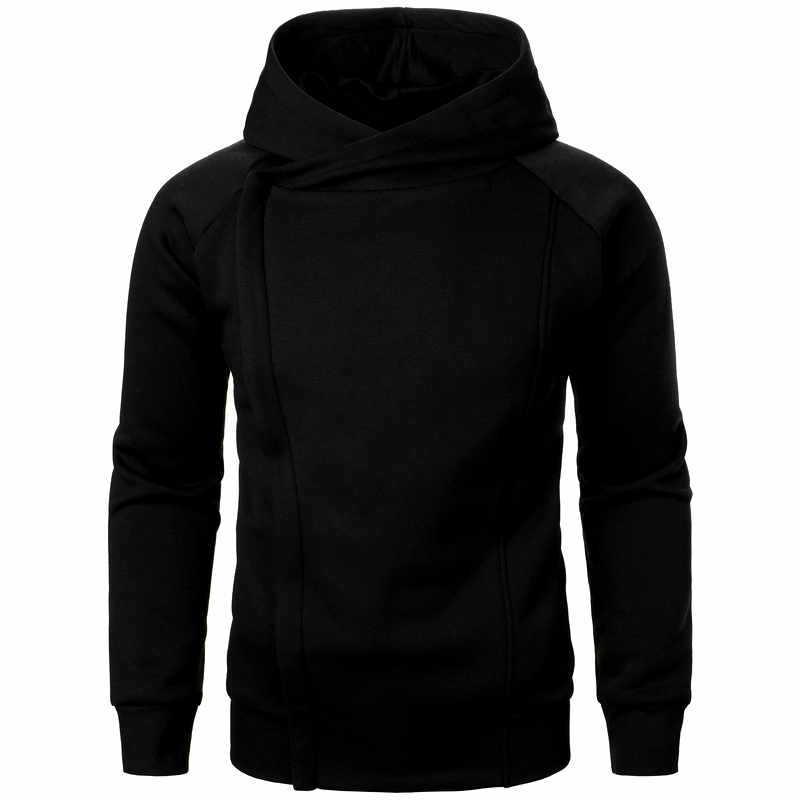 Men's Cowl Neck Asymmetrical Hoodie Black