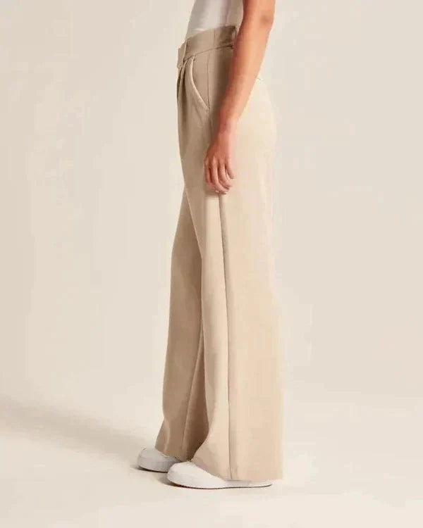 Jiska | Women's Stylish High Waist Wide Leg Trousers - Trendy & Comfy