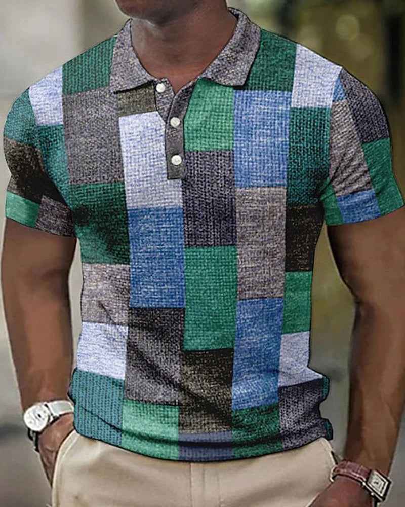 Men's Checkered Polo Shirt - Stylish Comfort for Everyday Wear Blue