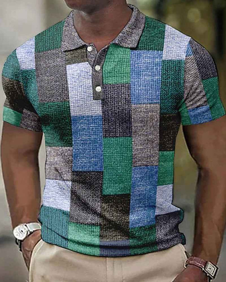 Men's Checkered Polo Shirt - Stylish Comfort for Everyday Wear Blue