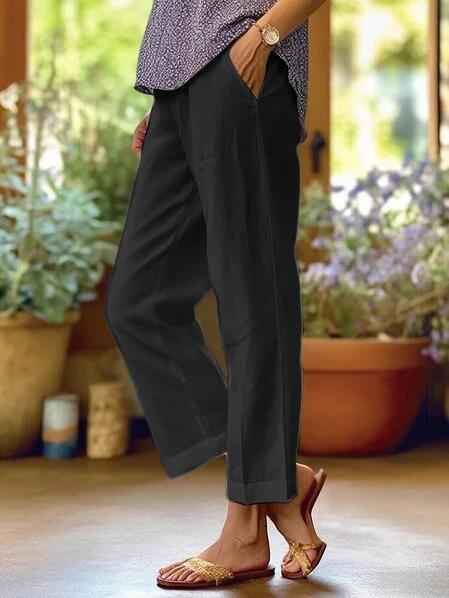 Women's Straight Leg Cropped Pants Black