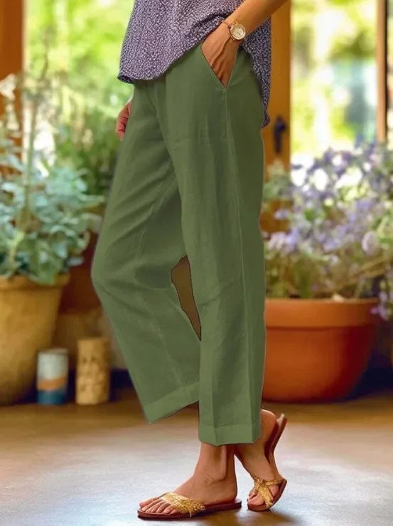 Women's Straight Leg Cropped Pants Light Green