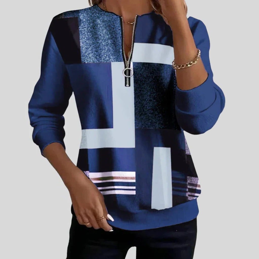 Women's Cotton Polyester Long Sleeve Relaxed Fit Textured Red Sweater Blue