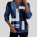 Women's Cotton Polyester Long Sleeve Relaxed Fit Textured Red Sweater Blue
